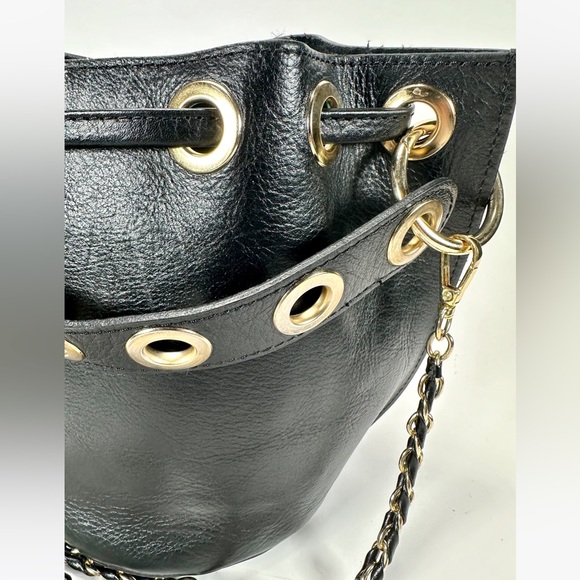 HOUSE OF HARLOW Original 1960 100% Leather Bucket Crossbody Drawstring Bag - Picture 3 of 11